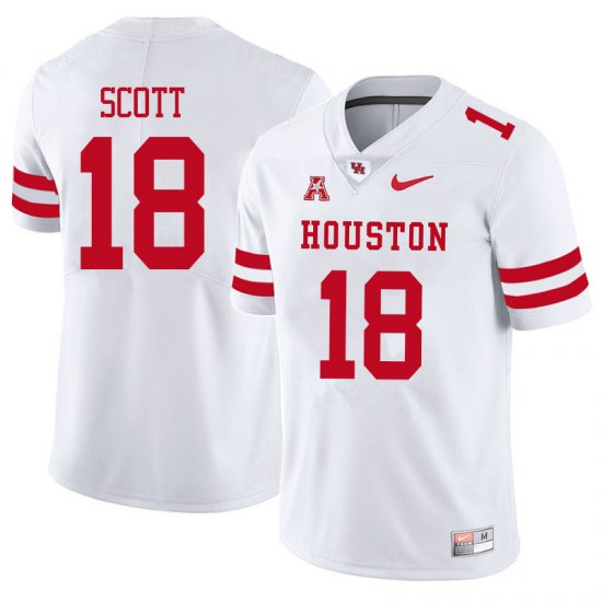 Sale -White Kam Scott #18 Men UH Cougars Authentic Comfort NCAA Football Jersey