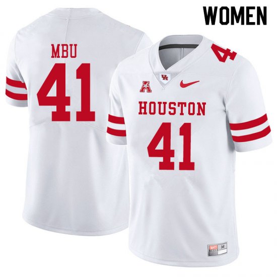 Sale -White Bradley Mbu #41 Women UH Cougars Authentic Fit NCAA Football Jersey