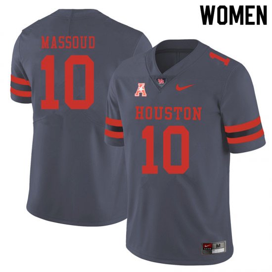 Sale -Gray Sofian Massoud #10 Women UH Cougars Authentic Comfort NCAA Football Jersey