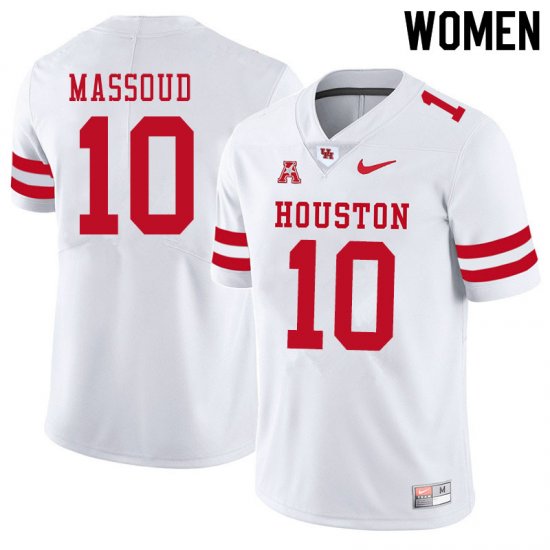 Sale -White Sofian Massoud #10 Women UH Cougars Authentic Fit NCAA Football Jersey