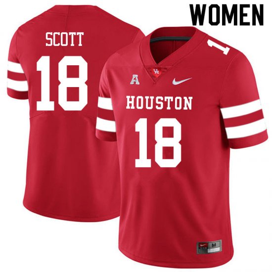 Sale -Red Kam Scott #18 Women UH Cougars Official Quality NCAA Football Jersey