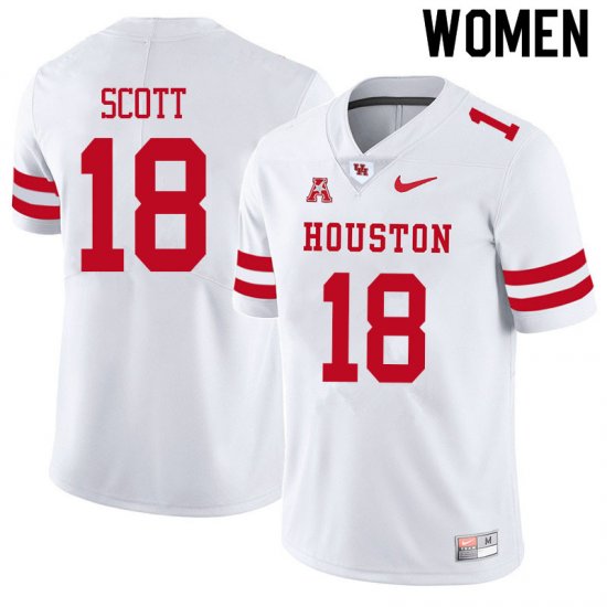 Sale -White Kam Scott #18 Women UH Cougars Authentic Comfort NCAA Football Jersey