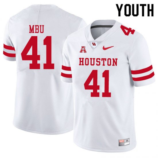 Sale -White Bradley Mbu #41 Youth UH Cougars Authentic Fit NCAA Football Jersey