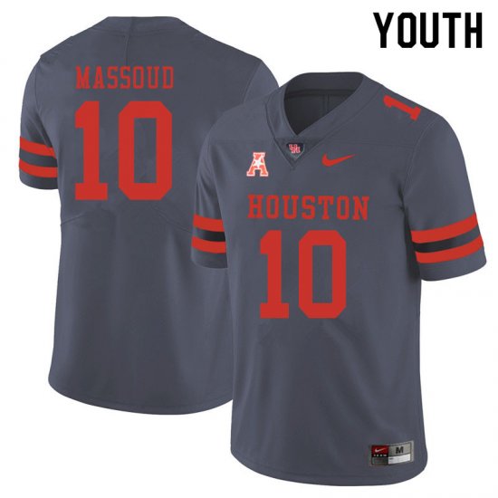 Sale -Gray Sofian Massoud #10 Youth UH Cougars Official Popular NCAA Football Jersey