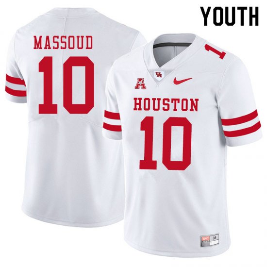 Sale -White Sofian Massoud #10 Youth UH Cougars Official Quality NCAA Football Jersey