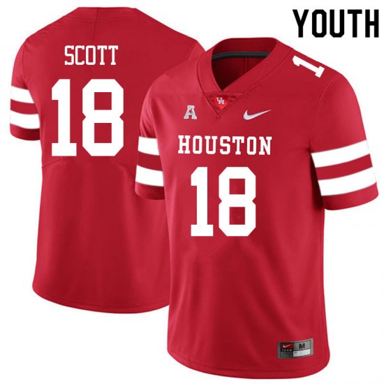 Sale -Red Kam Scott #18 Youth UH Cougars Official Quality NCAA Football Jersey