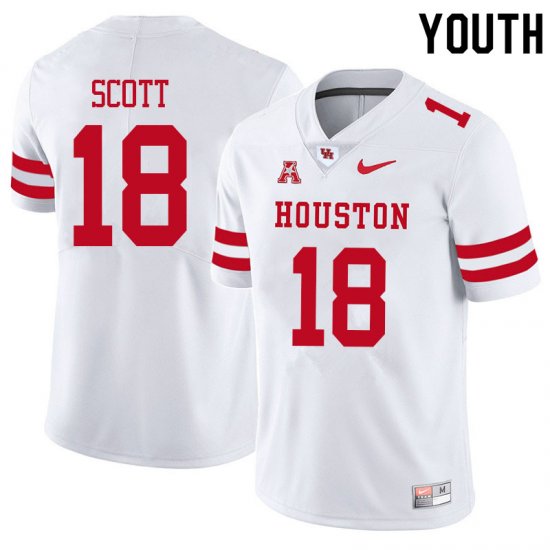 Sale -White Kam Scott #18 Youth UH Cougars Authentic Comfort NCAA Football Jersey